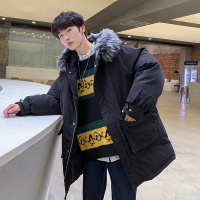 YUANSU2020新款冬季棉衣男中长款毛领大衣加厚羽绒服潮韩版学生工装外套棉衣