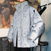 YUANSU冬季夜光立领面包服棉衣宽松韩版潮流反光情侣棉服痞帅保暖外套男棉衣