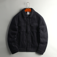 YUANSU【WO】撤柜设计师潮牌 条纹呢料  冬季保暖  男士夹棉 棉衣外套棉衣