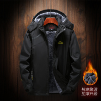 YUANSU中老年秋冬季棉衣加绒加厚外套爸爸连帽上衣户外男装登山服棉衣