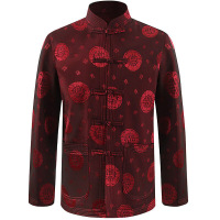 YUANSU老年人唐装男夹克外套加绒加厚爷爷过寿婚宴中式礼服老人秋装棉衣棉衣