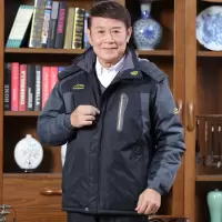 YUANSU中老年加绒加厚棉衣男士保暖爸爸冬装外套宽松大码父亲棉袄棉衣