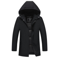 YUANSU中老年男士棉衣脱卸帽纯色爸爸装棉袄长袖外套加厚保暖棉服冬装棉衣