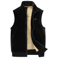 YUANSU金丝绒马甲背心棉马夹男士中老年人爸爸外套坎肩羊羔绒毛加绒加厚棉衣