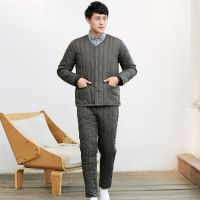 YUANSU秋冬棉衣套装男加厚中老年保暖内衣内胆棉裤两件套大码防寒服外套棉衣