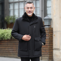YUANSU中老年男士棉衣爸爸冬装外套加绒加厚中长款老人棉服爷爷冬天棉袄棉衣
