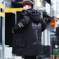 YUANSU冬季青少年棉衣男中长款高中学生派克服韩版潮流15岁男孩棉服棉袄棉衣