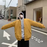YUANSUhiphop外套冬季男士短款棉衣工装面包服宽松夹棉加厚飞行员棉袄潮棉衣