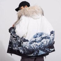 YUANSU棉衣男冬季加厚韩版学生渐变潮流外套工装羽绒棉服男宽松大码棉袄棉衣