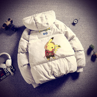 YUANSU冬季韩版连帽棉衣男装加厚大码面包服宽松潮流皮卡丘印花学生外套棉衣