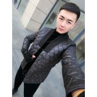 YUANSU柏商欧洲站男士西服外套精神小伙菱形格开衫棉衣修身加棉冬季棉袄棉衣