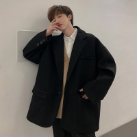 YUANSU毛呢大衣男春秋冬季情侣宽松百搭韩版潮流帅气短款呢子外套男风衣风衣