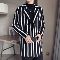 YUANSU风衣2020新款中长款男士外套秋冬季韩版潮流帅气针织衫格子开衫风衣