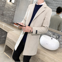 YUANSU风衣男士韩版潮流中长款帅气男装呢子外套秋季毛呢大衣2020新款潮风衣