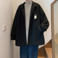 YUANSU美丽的脏店冬韩版标签装饰加厚风衣外套男女同款潮流夹棉毛呢大衣风衣