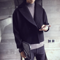 YUANSU风衣男短款秋冬外套2020新款韩版发型师毛呢大衣翻领褂子潮流披风风衣