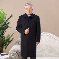 YUANSU加长版中老年风衣男薄款秋季爸爸装大衣爷爷长款外套中年男装风衣风衣