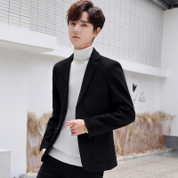 YUANSU秋冬季毛呢外套男短款小西服韩版加厚呢子大衣英伦风潮流修身风衣风衣