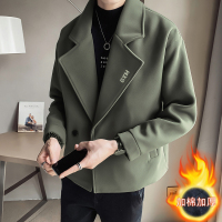 YUANSU男士2020冬季新款潮男时尚休闲外套韩版加棉加厚呢子风衣短款大衣风衣