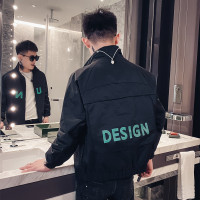 YUANSU秋季速干夹克男式韩版雅痞潮牌百搭帅气印花休闲外套学生立领风衣风衣