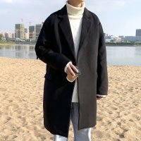 YUANSU毛呢大衣男中长款宽松男生帅气冬季加厚过膝风衣韩版潮流呢绒外套风衣