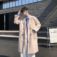 YUANSU冬季男士中长款工装风衣男英伦风韩版潮流大衣休闲痞帅披风外套男风衣
