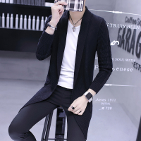 YUANSU2018秋季新款风衣男中长款韩版修身男士针织开衫毛衣外套潮流披风风衣