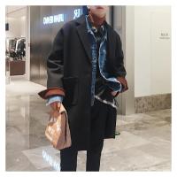 YUANSU风衣男士中长款秋冬装韩版潮流加厚休闲帅气呢子外套学生毛呢大衣风衣