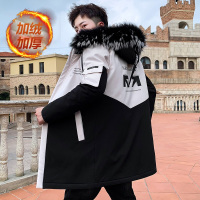 YUANSU秋冬季加绒厚外套男学生韩版潮流夹克男士棉衣男装上衣服风衣棉服风衣