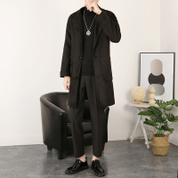YUANSU冬季男士帅气风衣2020新款中长款英伦风修身大衣韩版潮流毛呢外套风衣