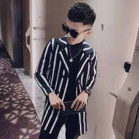 YUANSU秋季条纹风衣男韩版潮流帅气毛衣外套2020年男装休闲百搭针织大衣风衣