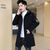 YUANSU外套男秋冬季韩版潮流加绒厚夹克男士风衣中长款冬装休闲百搭上衣风衣