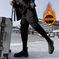 YUANSU加绒工装裤男秋冬加厚束腿裤潮牌痞帅个性修身小脚配马丁靴的裤子休闲裤