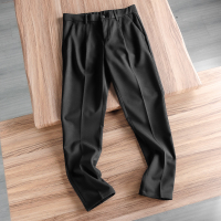 YUANSU毛呢质地混纺弹力面料!秋季男士纯色自然打褶商务休闲裤通勤百搭休闲裤