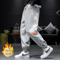 YUANSU胖子秋冬潮牌排扣裤子男宽松大码束脚卫裤学生百搭篮球加绒运动裤休闲裤