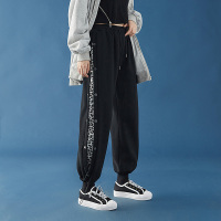 YUANSU盐系男日系高街豹纹运动卫裤搞定一周穿搭抽绳束脚排扣裤休闲长裤休闲裤