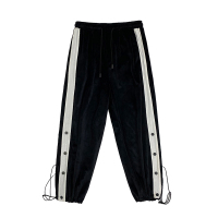 YUANSU金丝绒炸街裤子男痞帅秋冬季韩版潮流设计感高端休闲排扣束腿长裤休闲裤