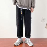 YUANSU腰带刺绣工装牛仔裤男潮牌加肥加大码胖子青少年直筒休闲九分长裤休闲裤