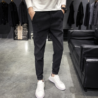 YUANSU秋冬季裤子男韩版潮流加绒加厚休闲裤直筒修身小脚裤网红百搭长裤休闲裤