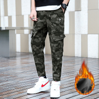 YUANSU大学生冬季外裤男加绒加厚冬裤高中生裤子初中生迷彩工装外穿棉裤休闲裤