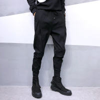 YUANSU彦正秋冬加绒加厚大裆休闲裤男修身哈伦裤时尚暗黑潮流百搭小脚裤休闲裤