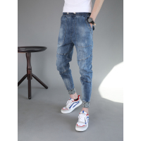 YUANSU精神小伙修身九分牛仔裤男个性韩版束腿裤社会人束脚裤春秋季裤子休闲裤