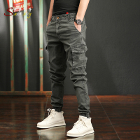 YUANSU萨萨公子秋季2020新潮流裤子男韩版 做旧束脚修身男士休闲工装裤休闲裤