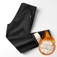 YUANSU2020秋冬季新款商务加绒小西裤大码宽松直筒加厚休闲长裤休闲裤