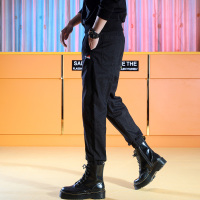 YUANSU飒盾磨毛裤子男秋冬厚款宽松紧腰带韩版潮流束脚裤弹力休闲裤靴裤休闲裤