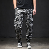YUANSU秋季宽松迷彩裤休闲多口袋工装裤男束脚裤登山战术裤子加肥加大码休闲裤