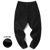 YUANSU冬季束脚裤男加绒加厚保暖潮牌哈伦裤潮流秋冬款百搭宽松工装长裤休闲裤