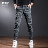 YUANSU秋冬季款工装裤男加厚潮牌机能休闲裤男修身小脚超火韩版潮流束脚休闲裤