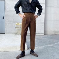 YUANSU灯芯绒裤子男秋冬潮流直筒百搭休闲英伦复古高腰九分西裤男廓尔格休闲裤