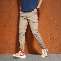 YUANSU美式男士多口袋工装裤男长裤子修身休闲韩版青年弹力小脚裤潮牌棉休闲裤